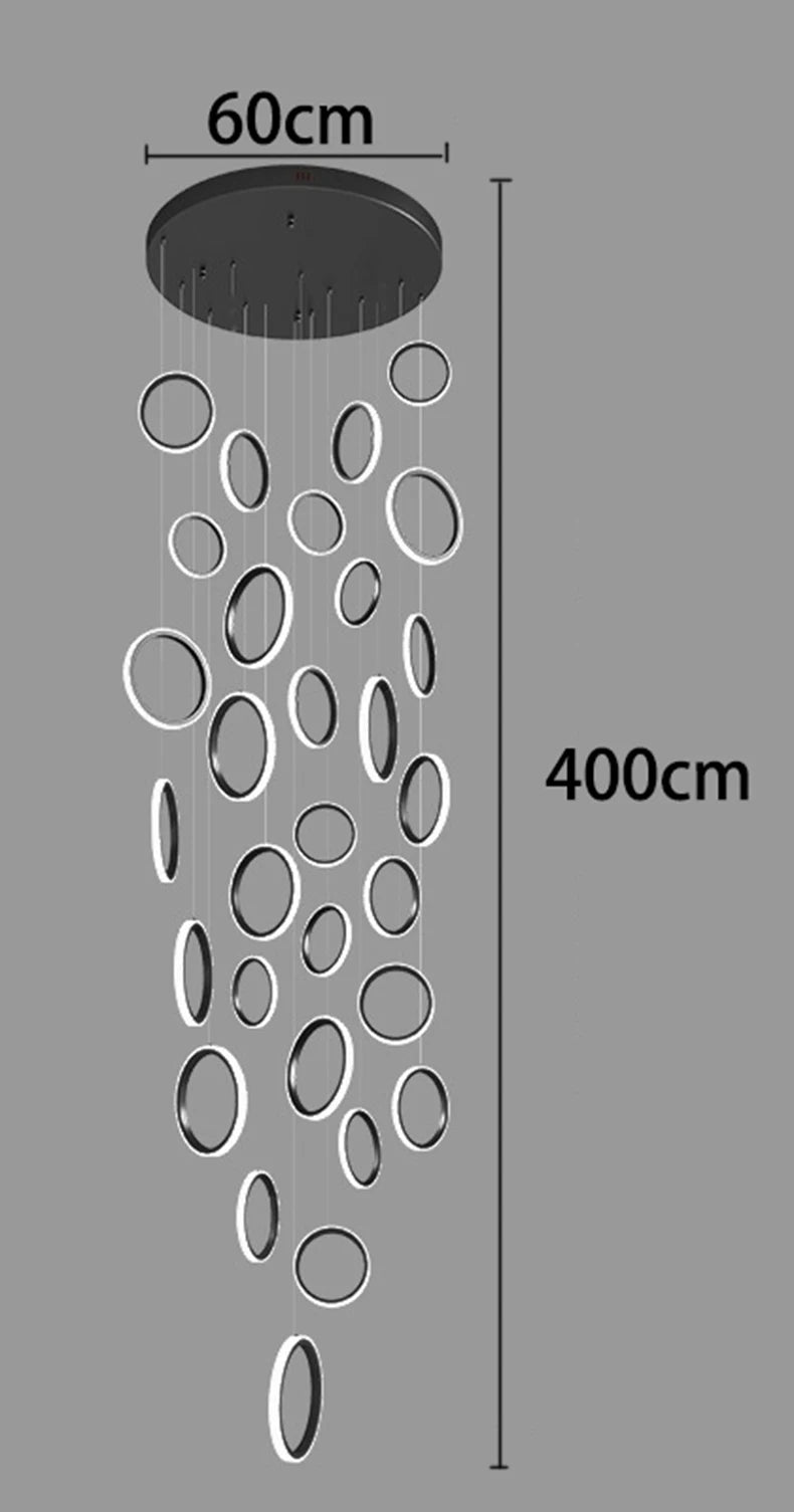 Treppenhaus-Kronleuchter mit Kristallring – Modern für Treppenhäuser und hohe Decken