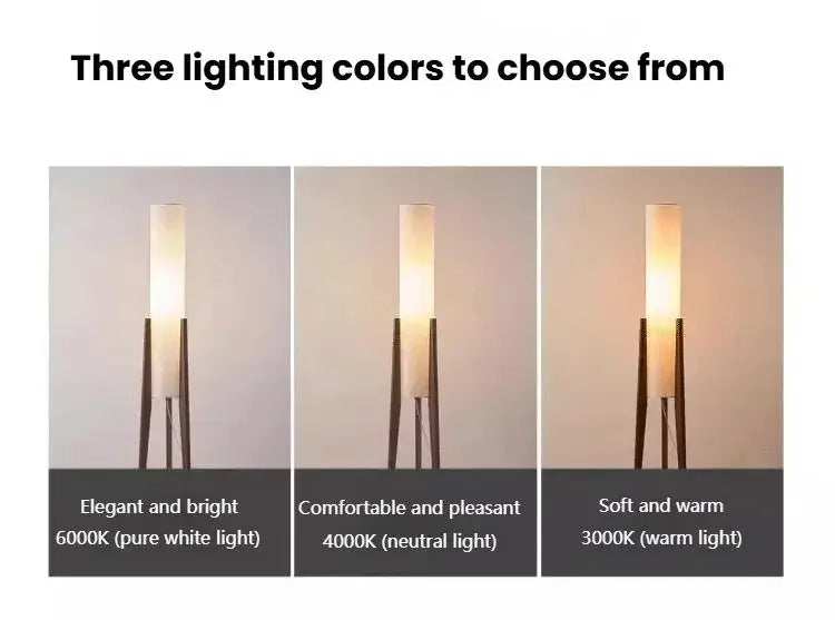 Japanse retro vloerlamp van massief hout - staande lamp met stoffen lampenkap