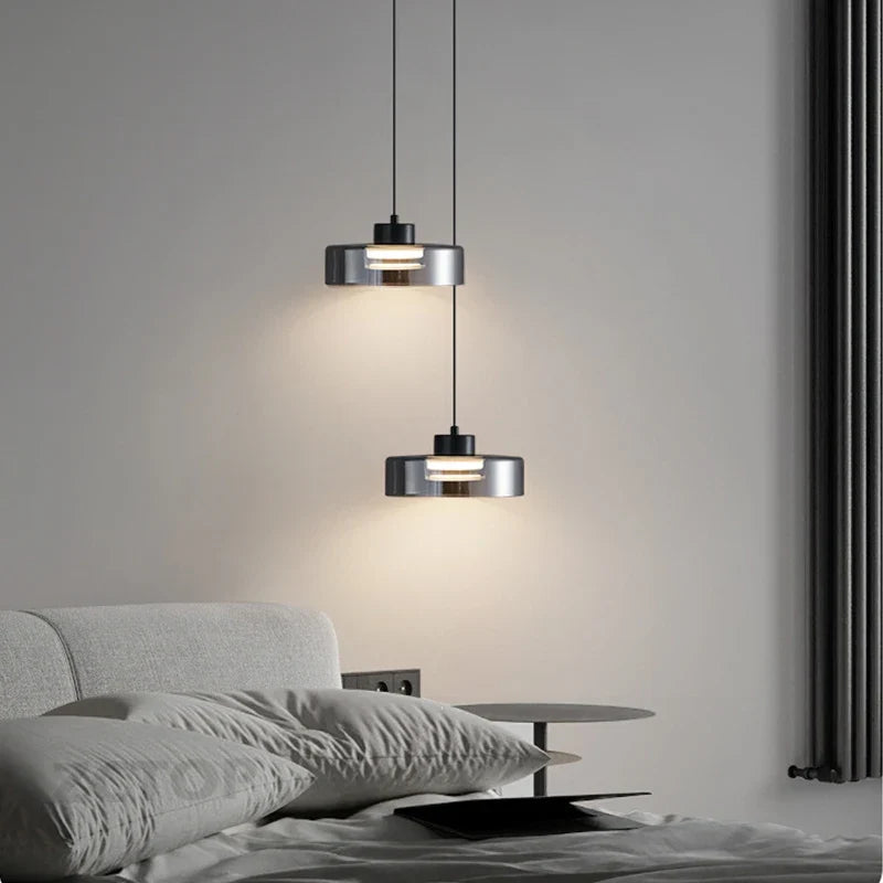 Minimalistische glazen led-hanglamp zwart