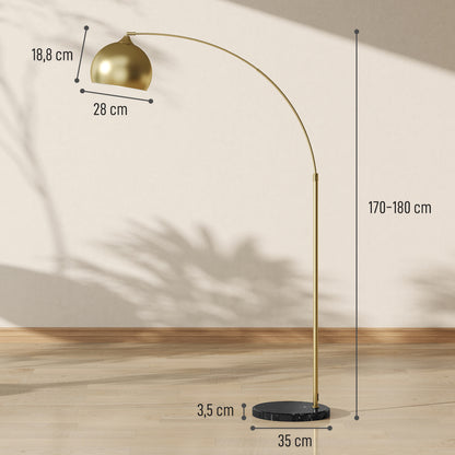 Verstelbare boogvormige vloerlamp - Moderne gouden staande lamp met voetbediening