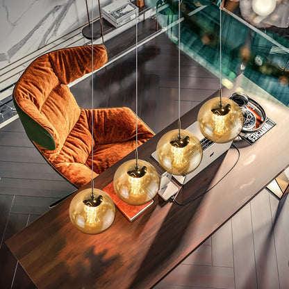 Moderne Glas-Pendelleuchte – Höhenverstellbarer Esstisch-Kronleuchter