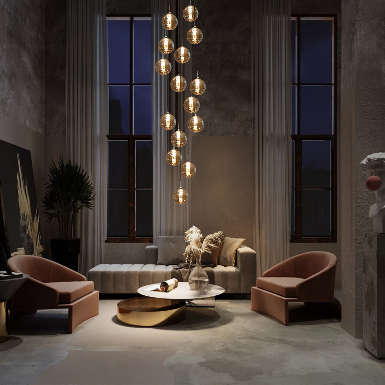 Moderne Glas-Pendelleuchte – Höhenverstellbarer Esstisch-Kronleuchter