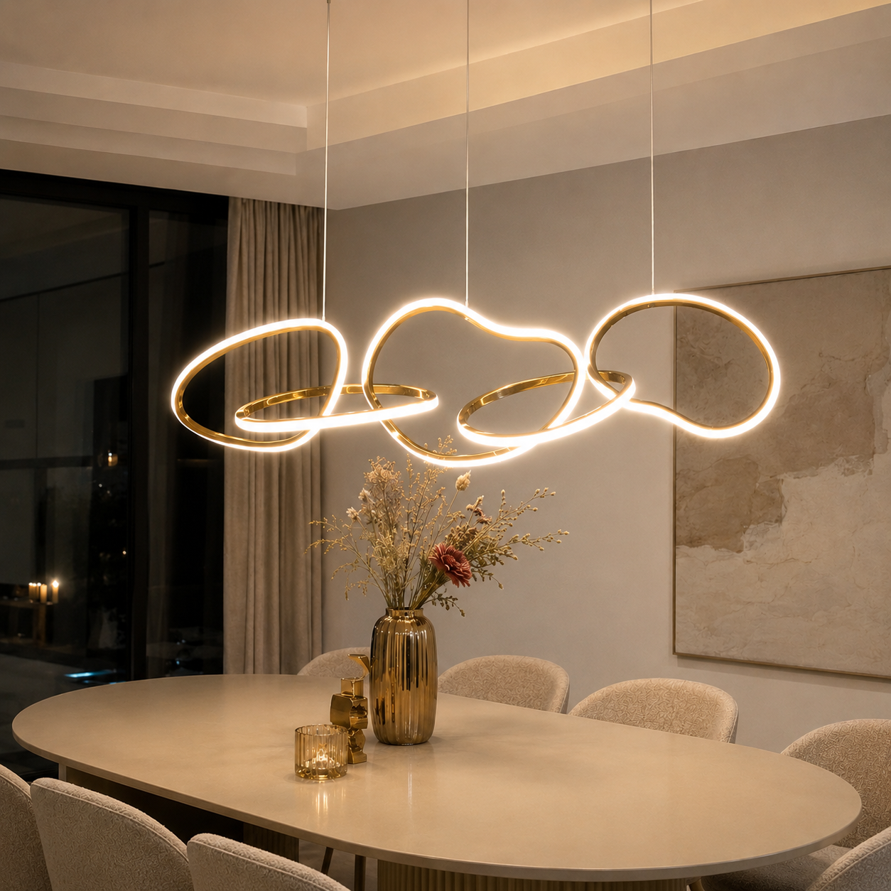 AURELIUS - Goldring Esszimmer Pendelleuchte - Modernes LED