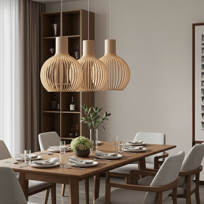 Country Style Wood Cage Hanging Lamp