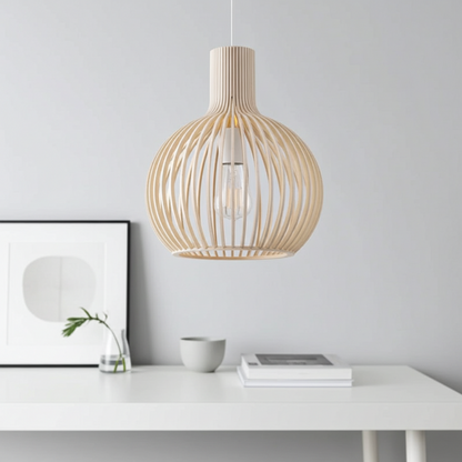 Country Style Wood Cage Hanging Lamp