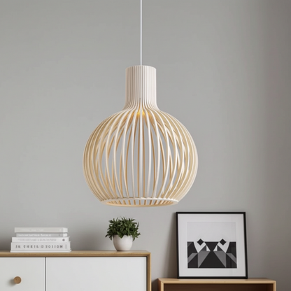 Country Style Wood Cage Hanging Lamp