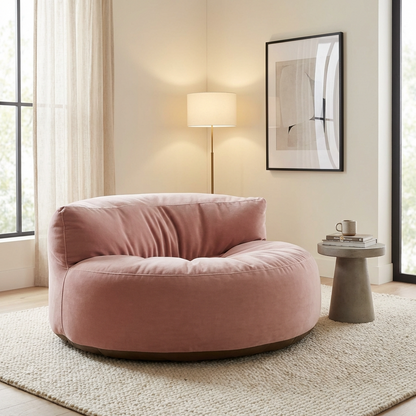 Runder Sitzsack aus dickem Samt