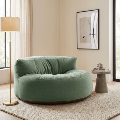 Runder Sitzsack aus dickem Samt