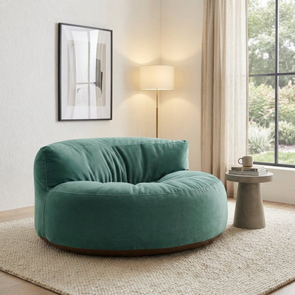 Runder Sitzsack aus dickem Samt