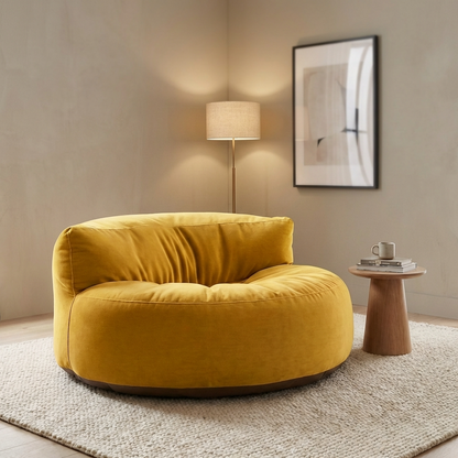 Runder Sitzsack aus dickem Samt