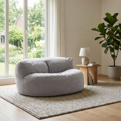 Runder Sitzsack aus dickem Samt