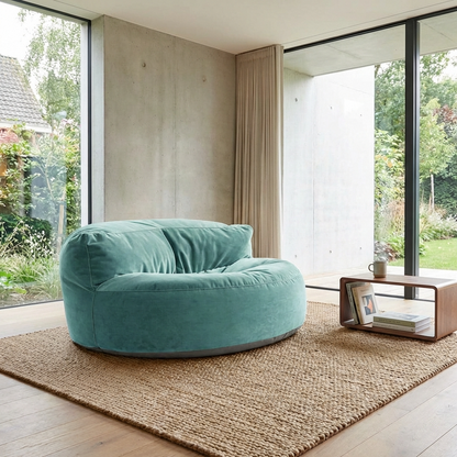 Runder Sitzsack aus dickem Samt