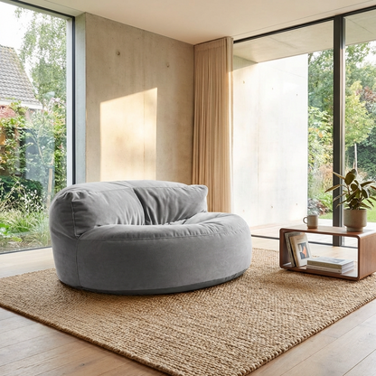 Runder Sitzsack aus dickem Samt