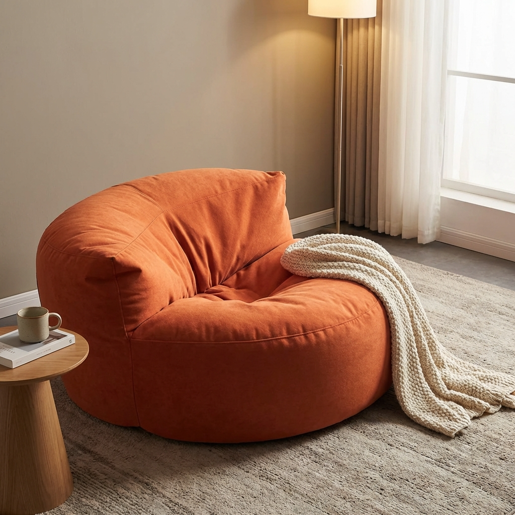 Runder Sitzsack aus dickem Samt