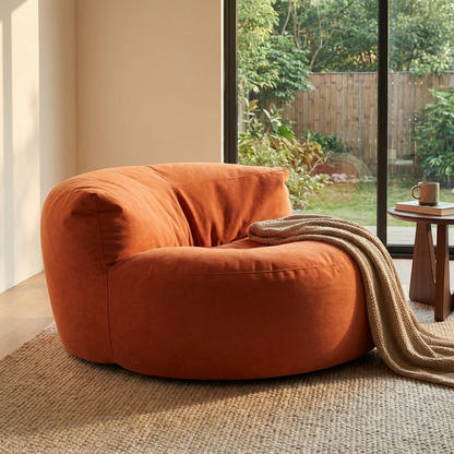 Runder Sitzsack aus dickem Samt