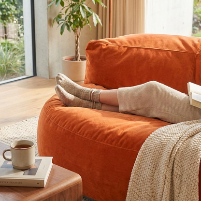 Runder Sitzsack aus dickem Samt