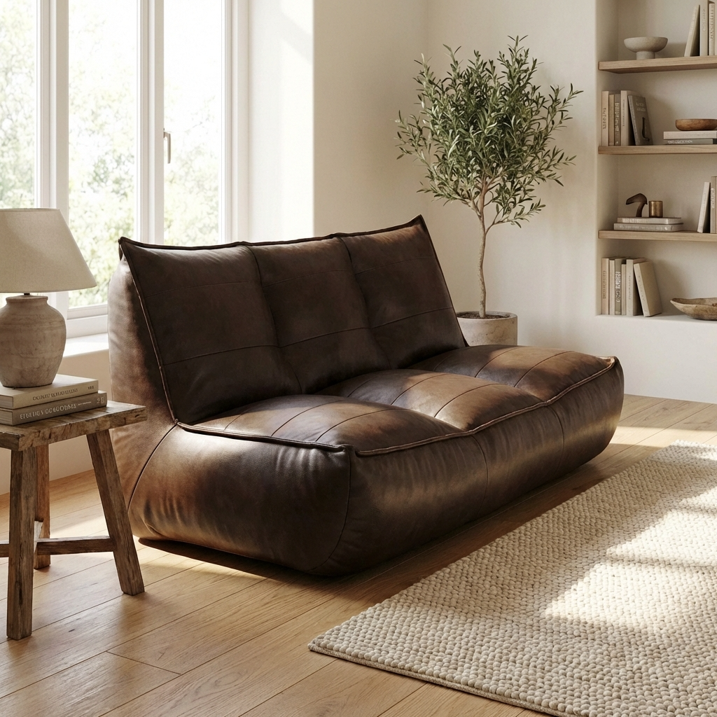 Wagrex - Couch Beanbag Rib Modern Retro-Leather