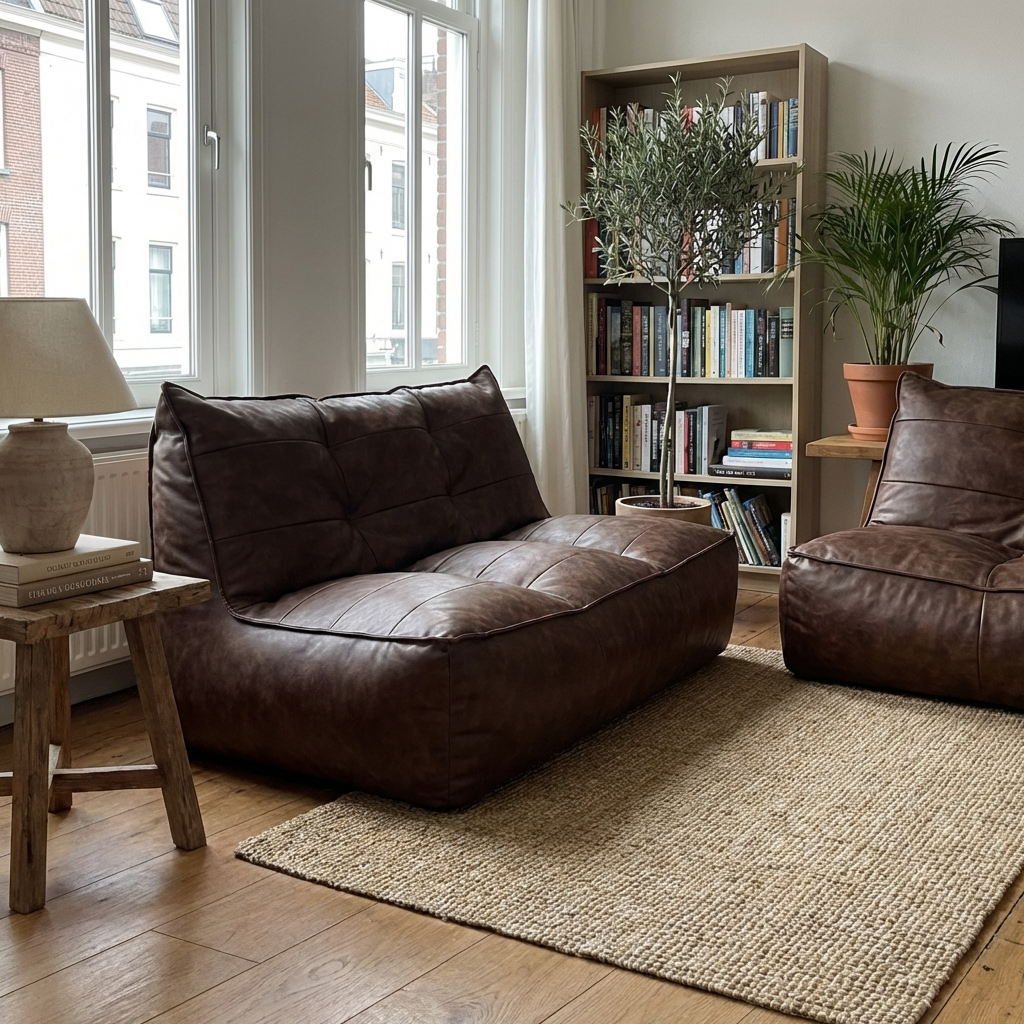 Wagrex - Couch Beanbag Rib Modern Retro-Leather