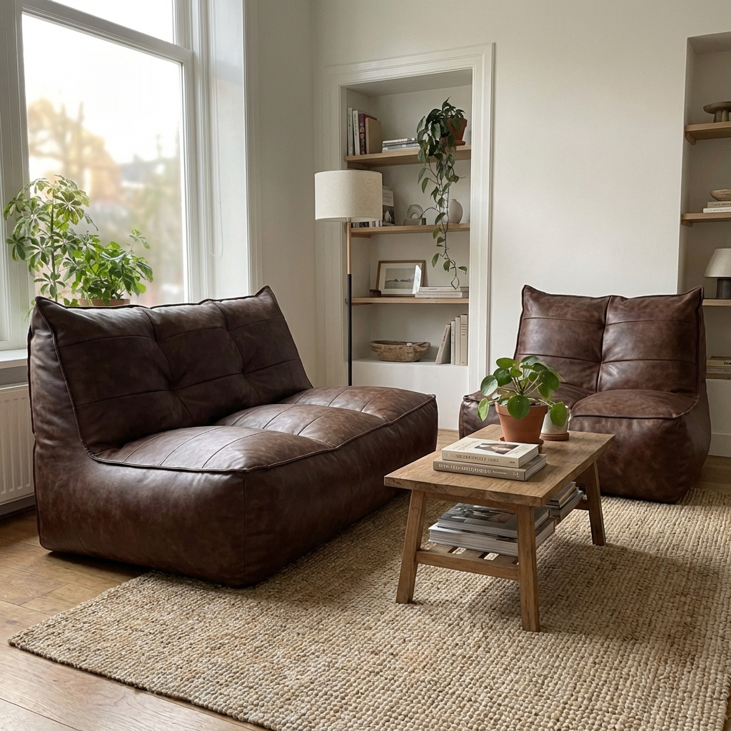 Wagrex - Couch Beanbag Rib Modern Retro-Leather