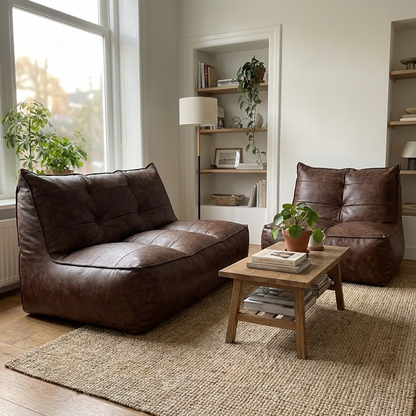 Wagrex - Couch Beanbag Rib Modern Retro-Leather