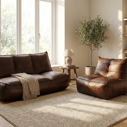 Wagrex - Couch Beanbag Rib Modern Retro-Leather