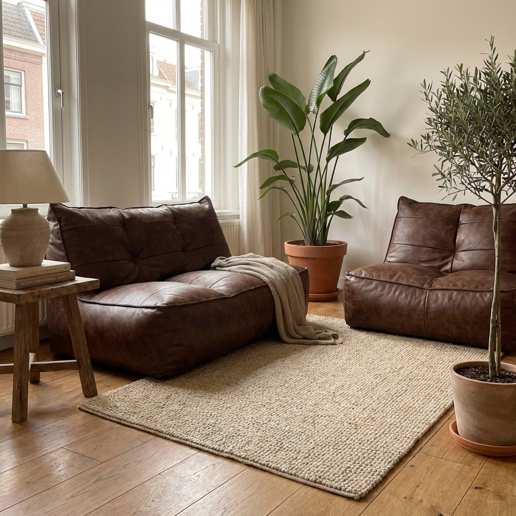 Wagrex - Couch Beanbag Rib Modern Retro-Leather