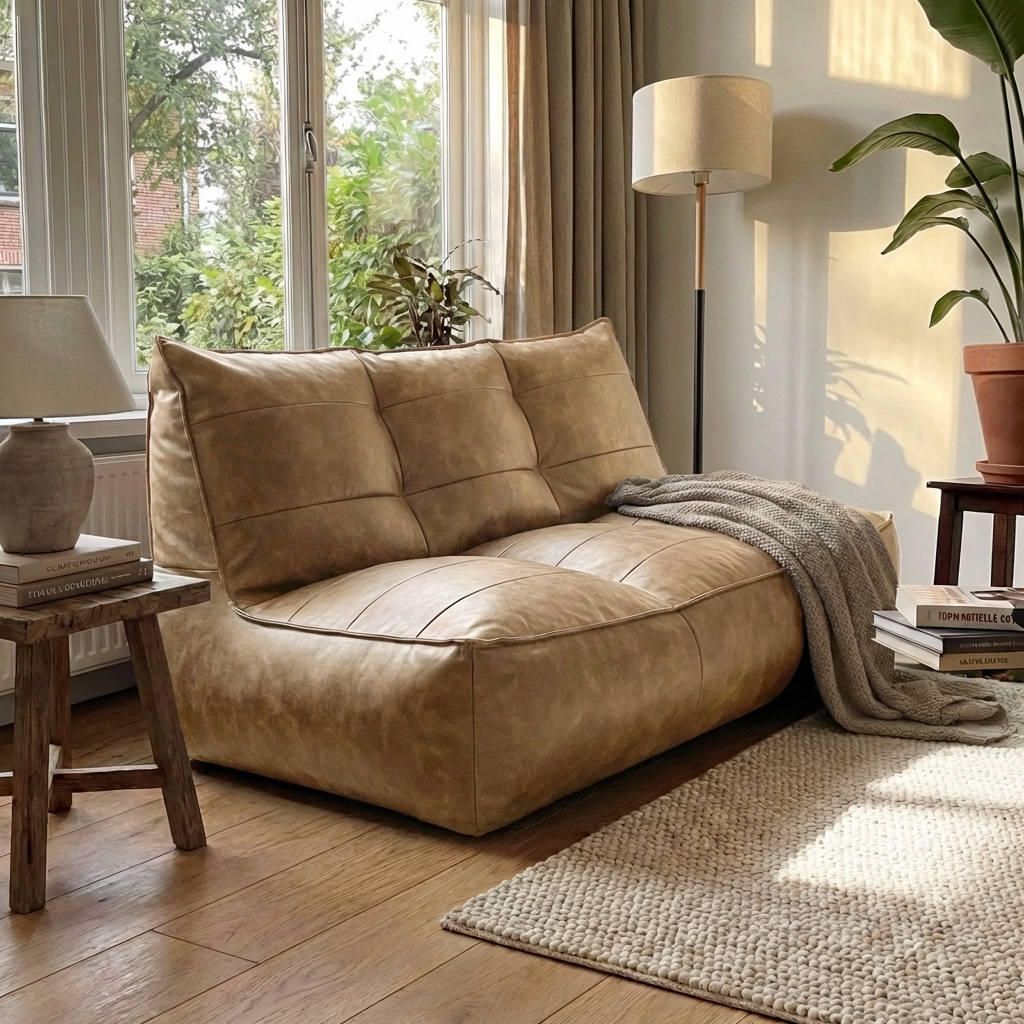 Wagrex - Couch Beanbag Rib Modern Retro-Leather