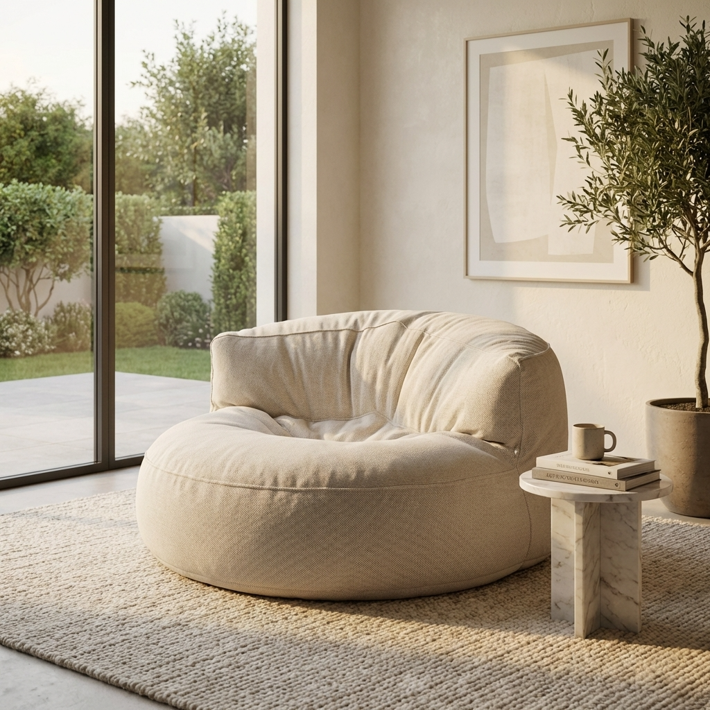 Runde Sitzsäcke aus Chenille