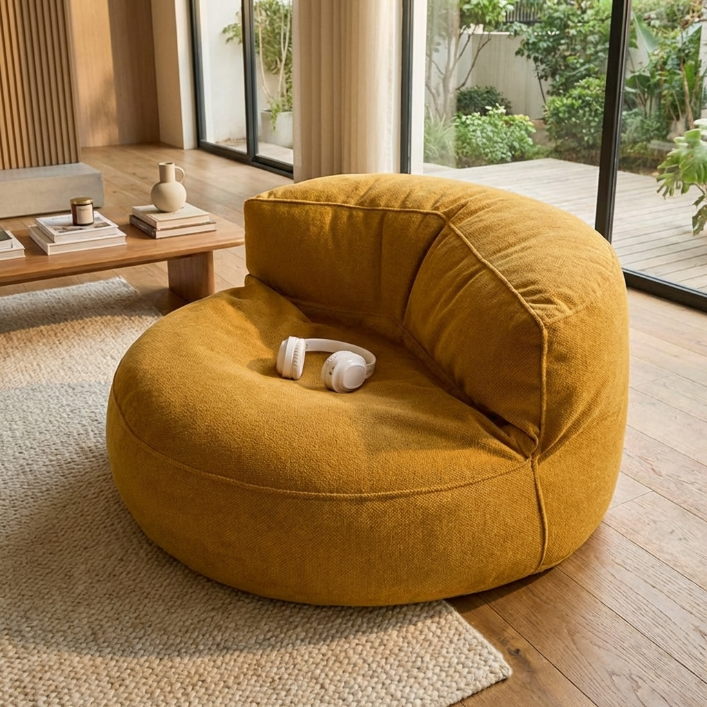 Runde Sitzsäcke aus Chenille