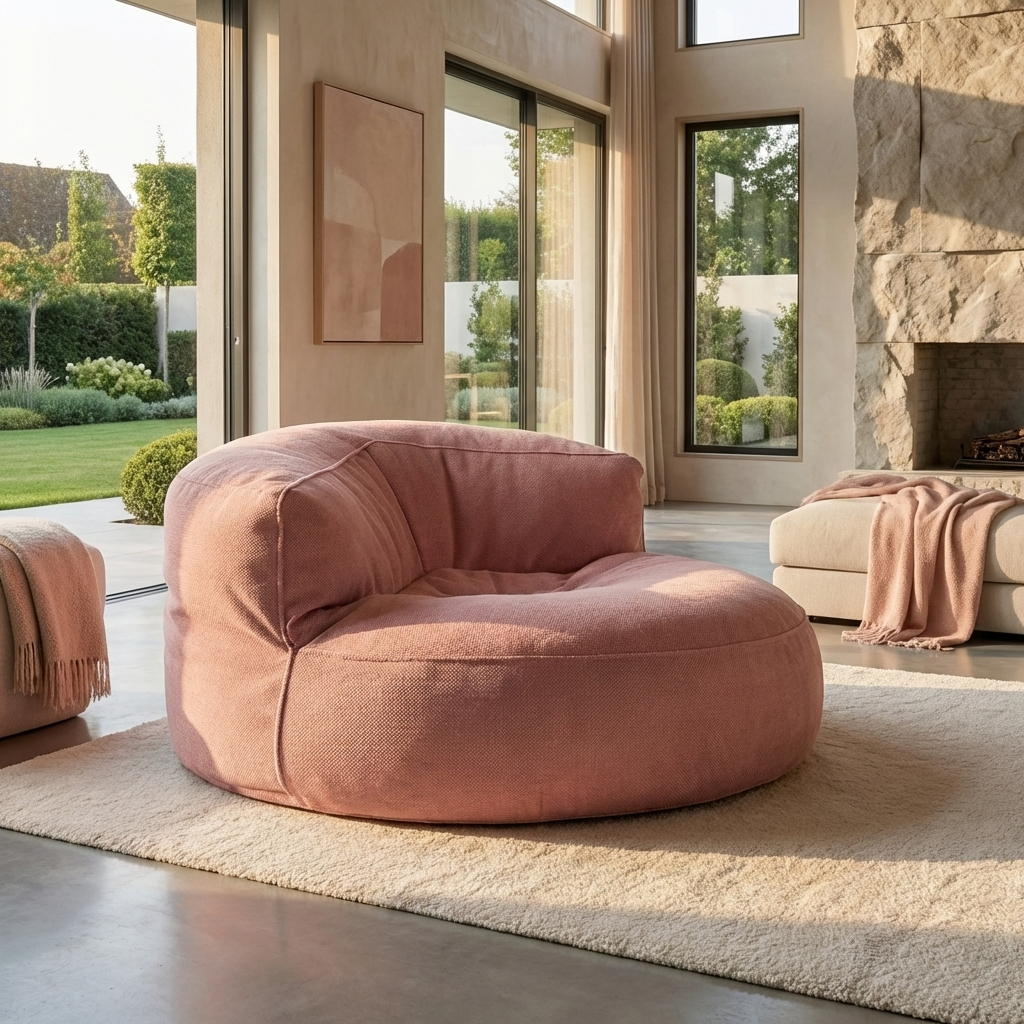 Runde Sitzsäcke aus Chenille