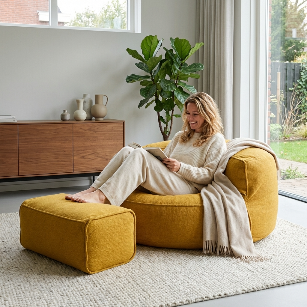 Runde Sitzsäcke aus Chenille