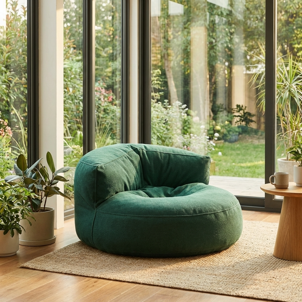 Runde Sitzsäcke aus Chenille