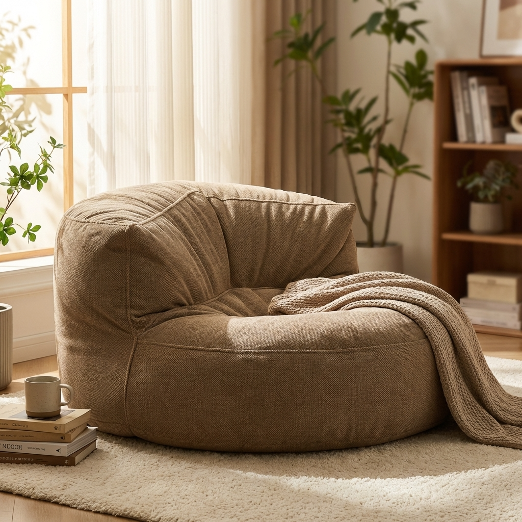 Runde Sitzsäcke aus Chenille