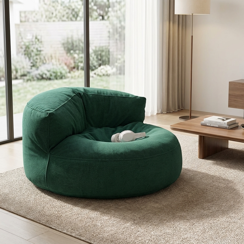 Runde Sitzsäcke aus Chenille