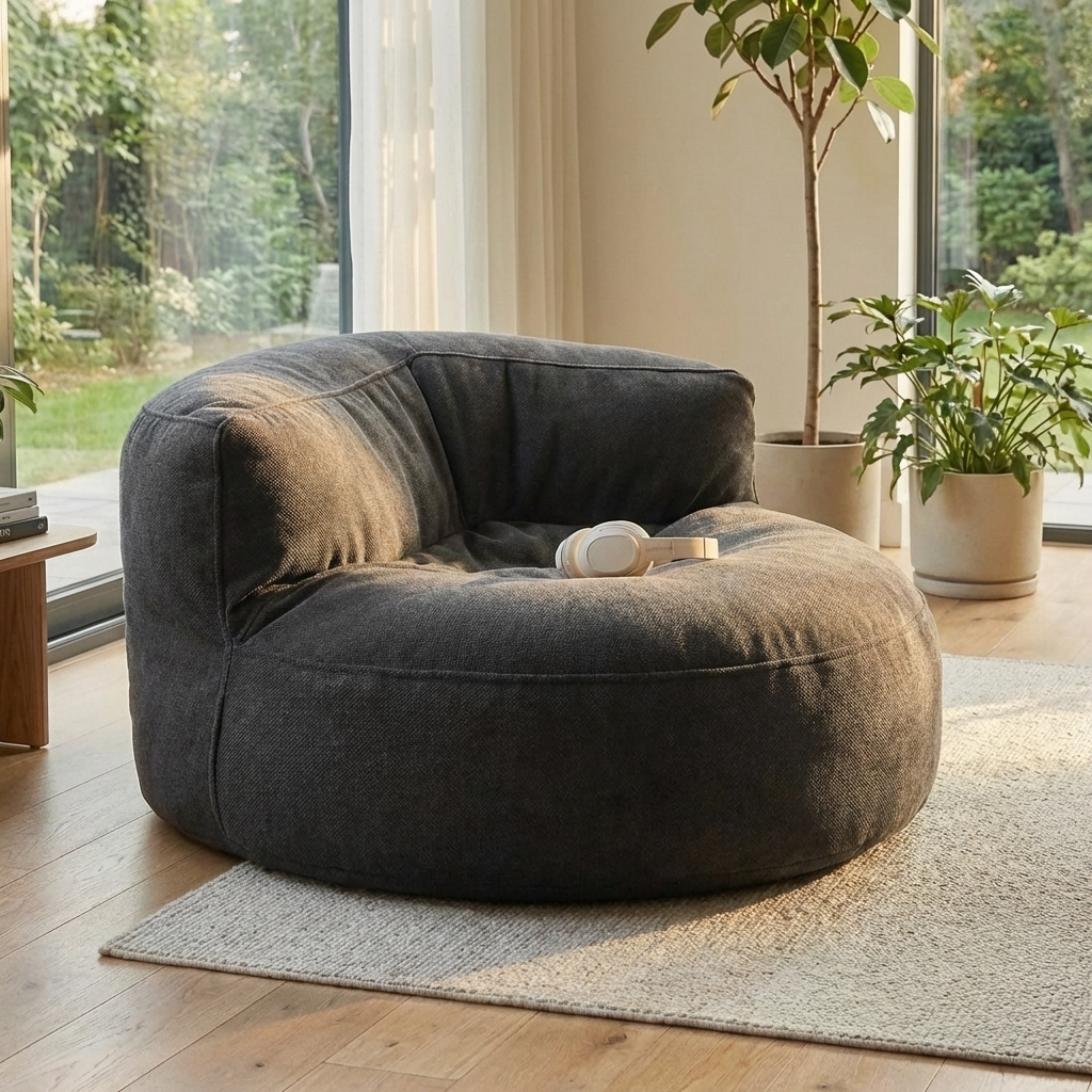 Runde Sitzsäcke aus Chenille