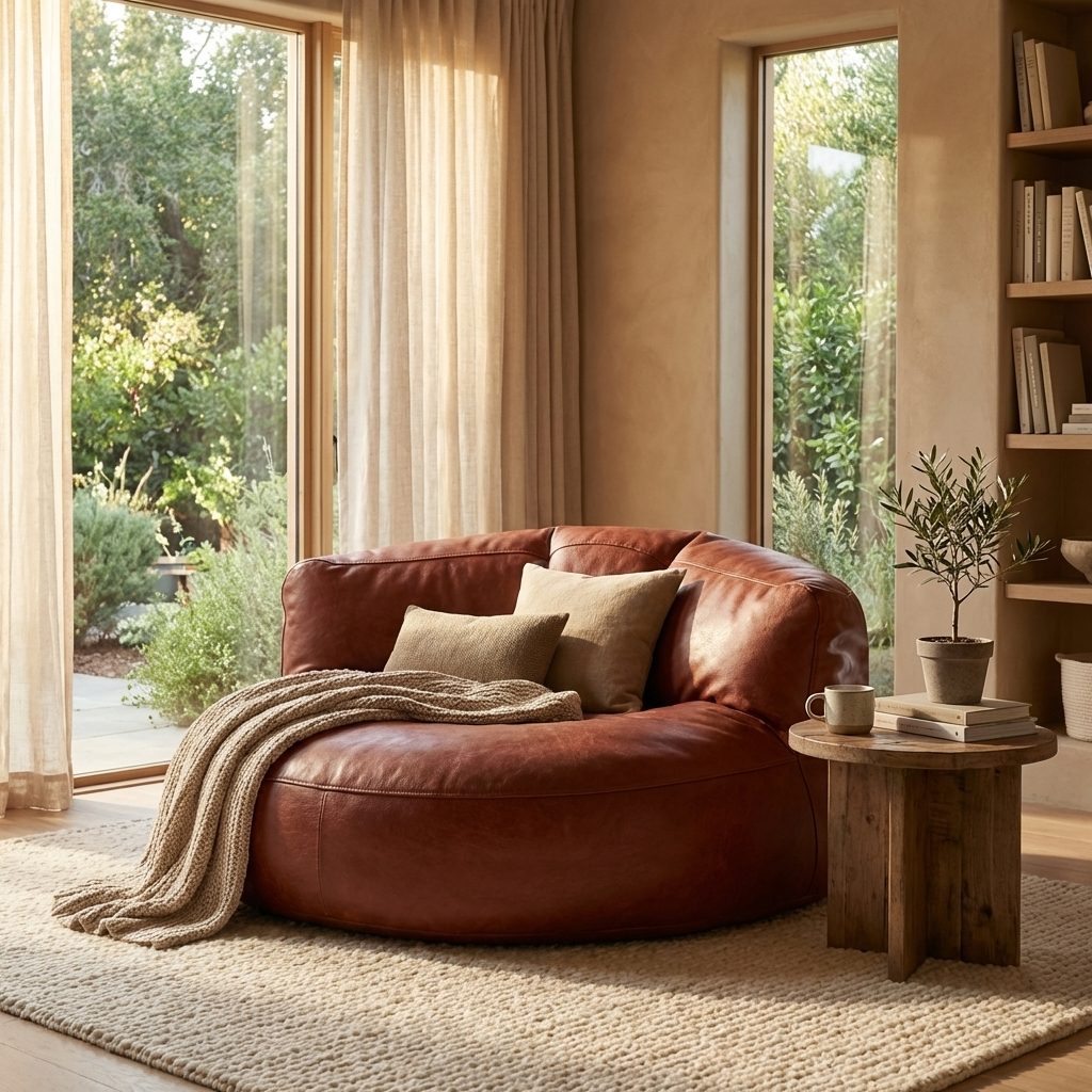 Wagrex - Zitzak Modern Rond Retro-Leer