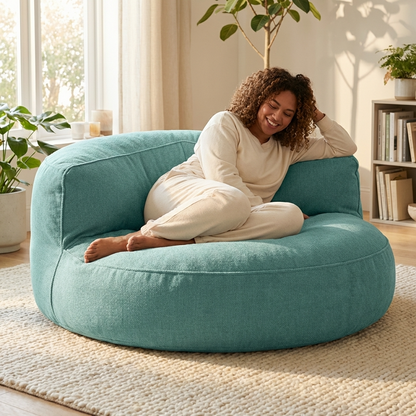 Runde Sitzsäcke aus Chenille