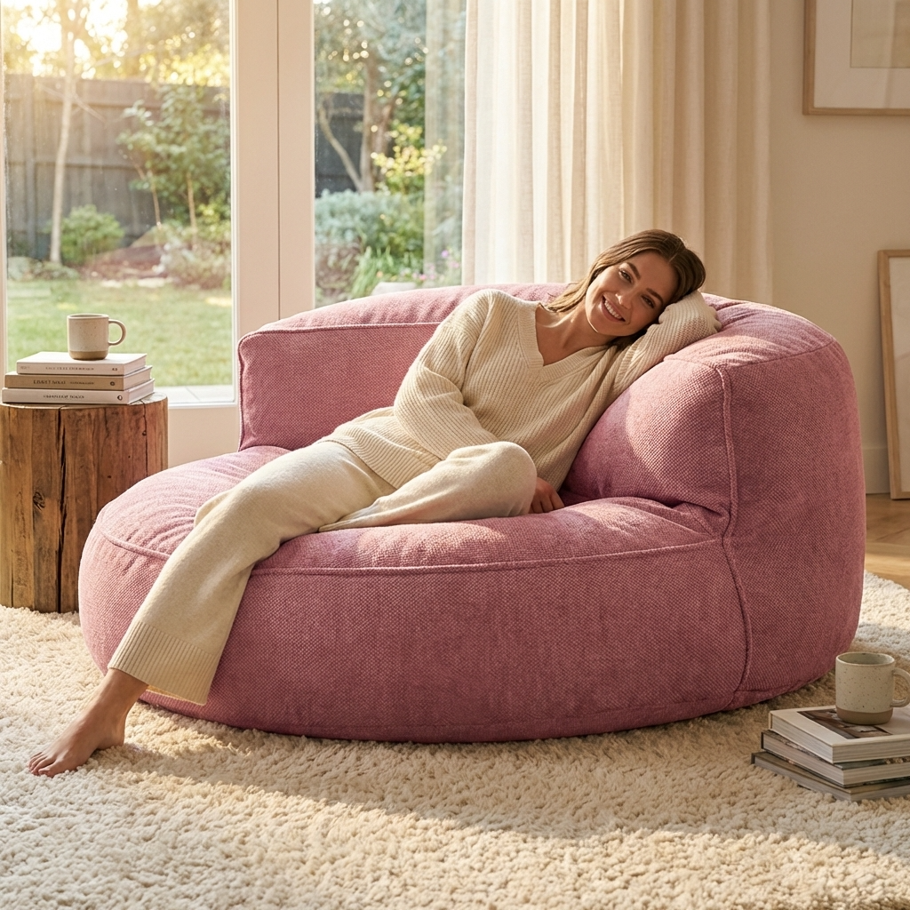 Runde Sitzsäcke aus Chenille