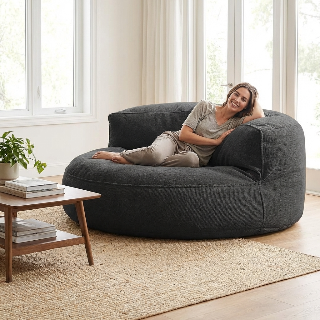 Runde Sitzsäcke aus Chenille