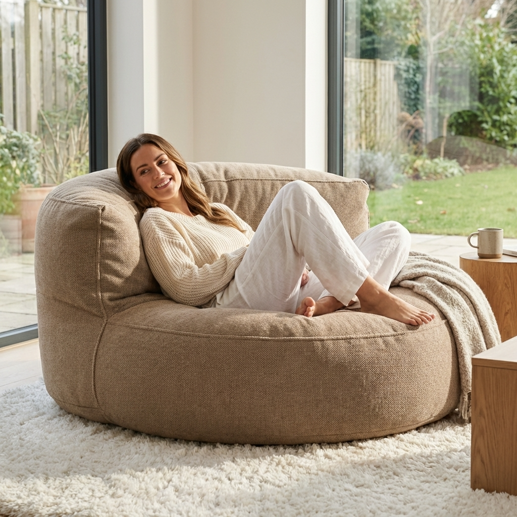 Runde Sitzsäcke aus Chenille