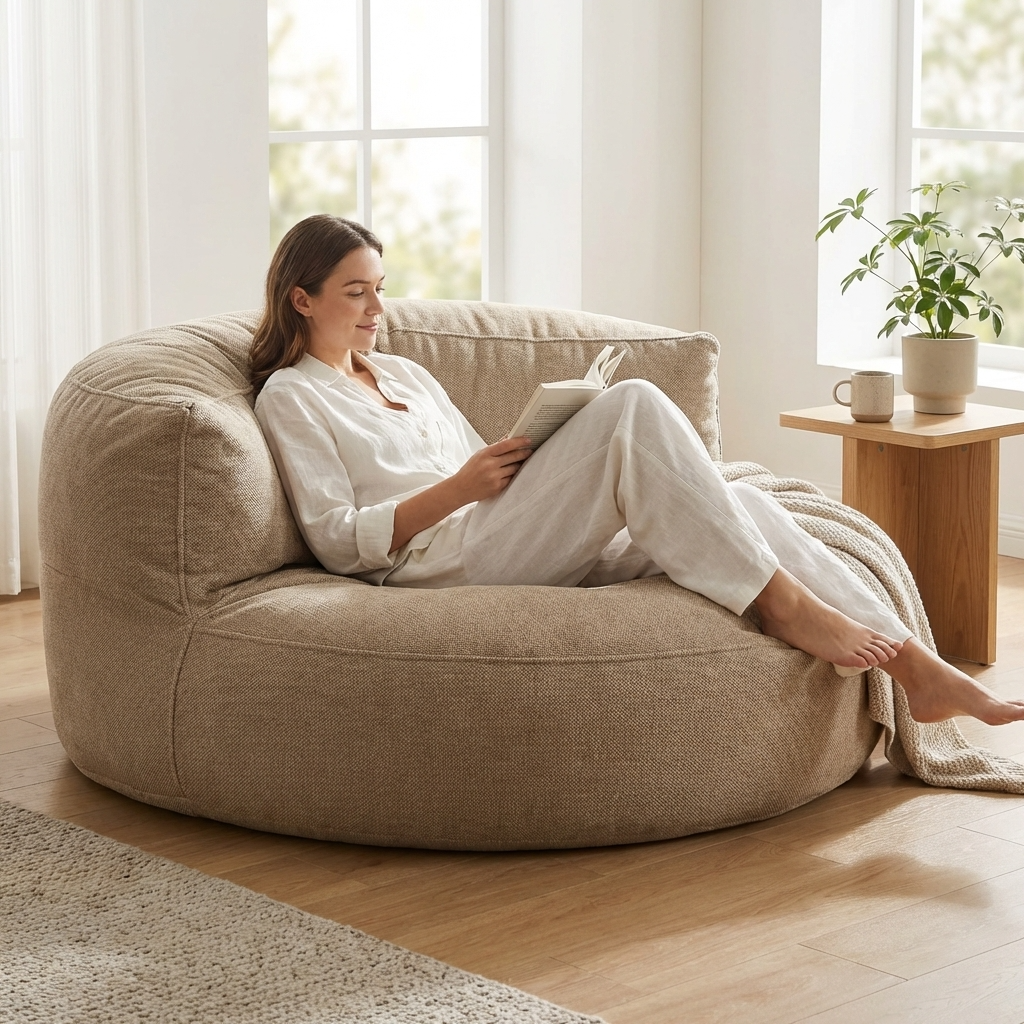 Runde Sitzsäcke aus Chenille