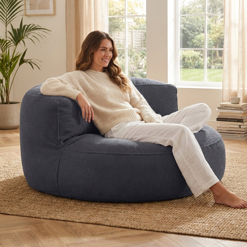 Runde Sitzsäcke aus Chenille