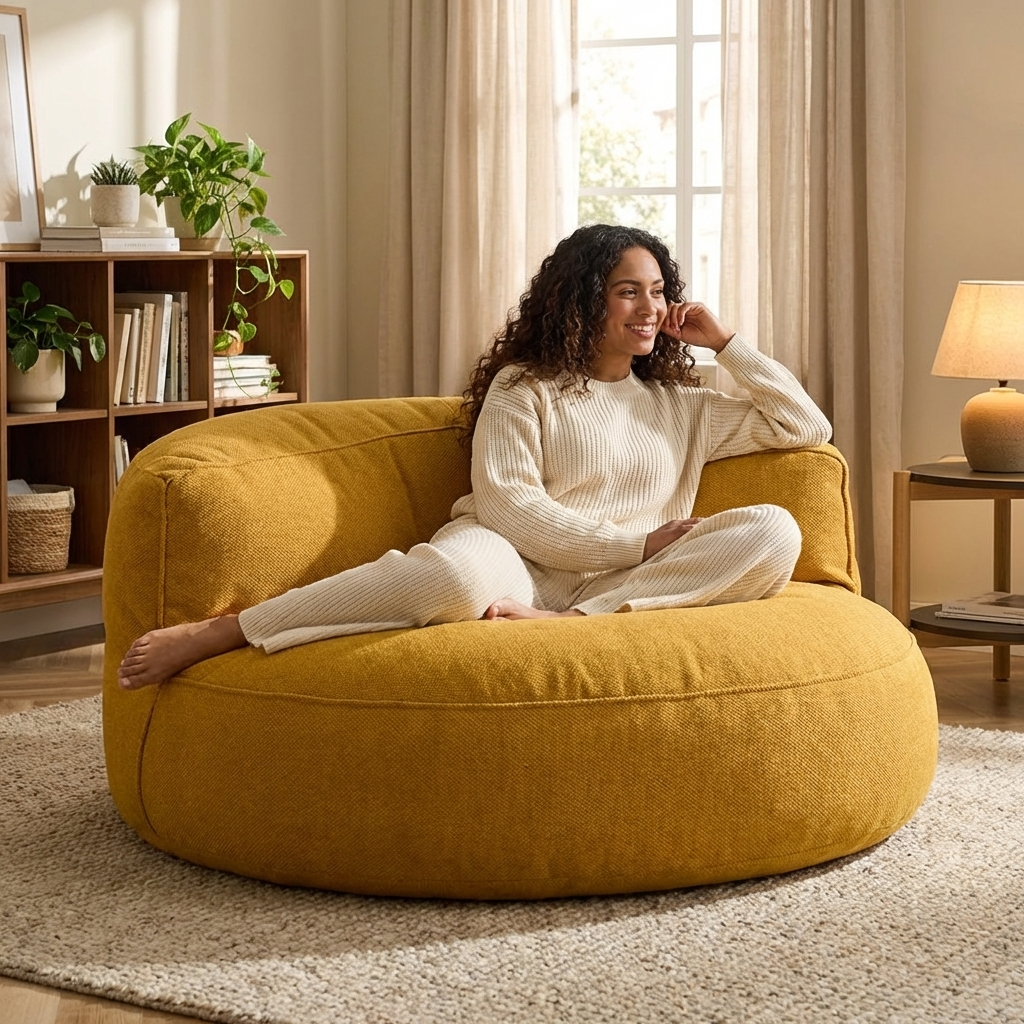 Runde Sitzsäcke aus Chenille