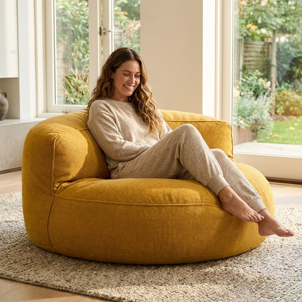 Runde Sitzsäcke aus Chenille