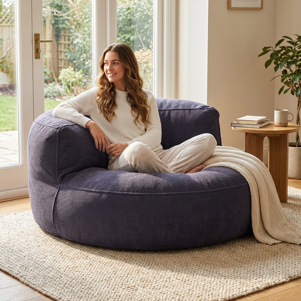 Runde Sitzsäcke aus Chenille