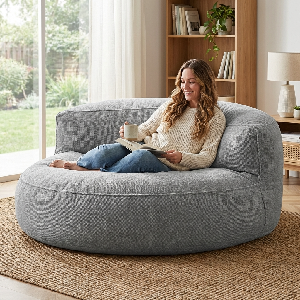 Runde Sitzsäcke aus Chenille