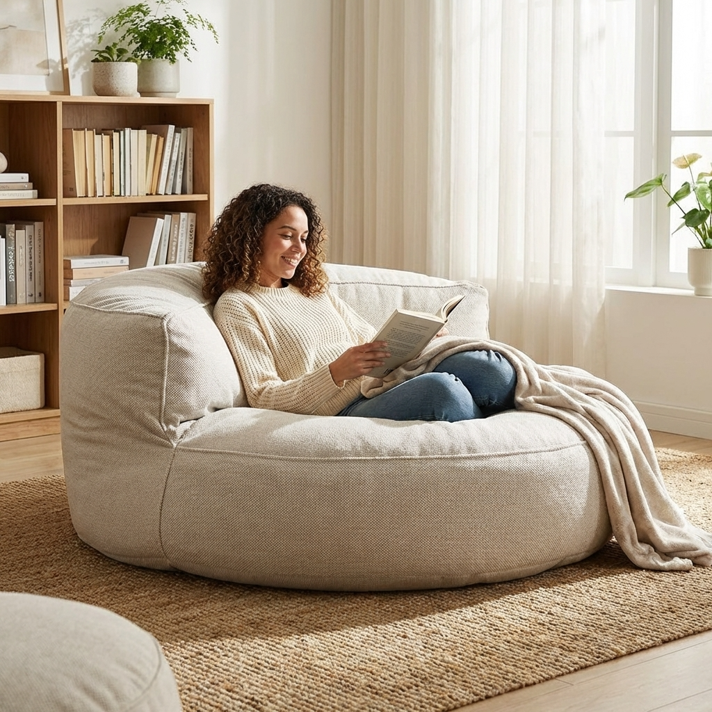 Runde Sitzsäcke aus Chenille