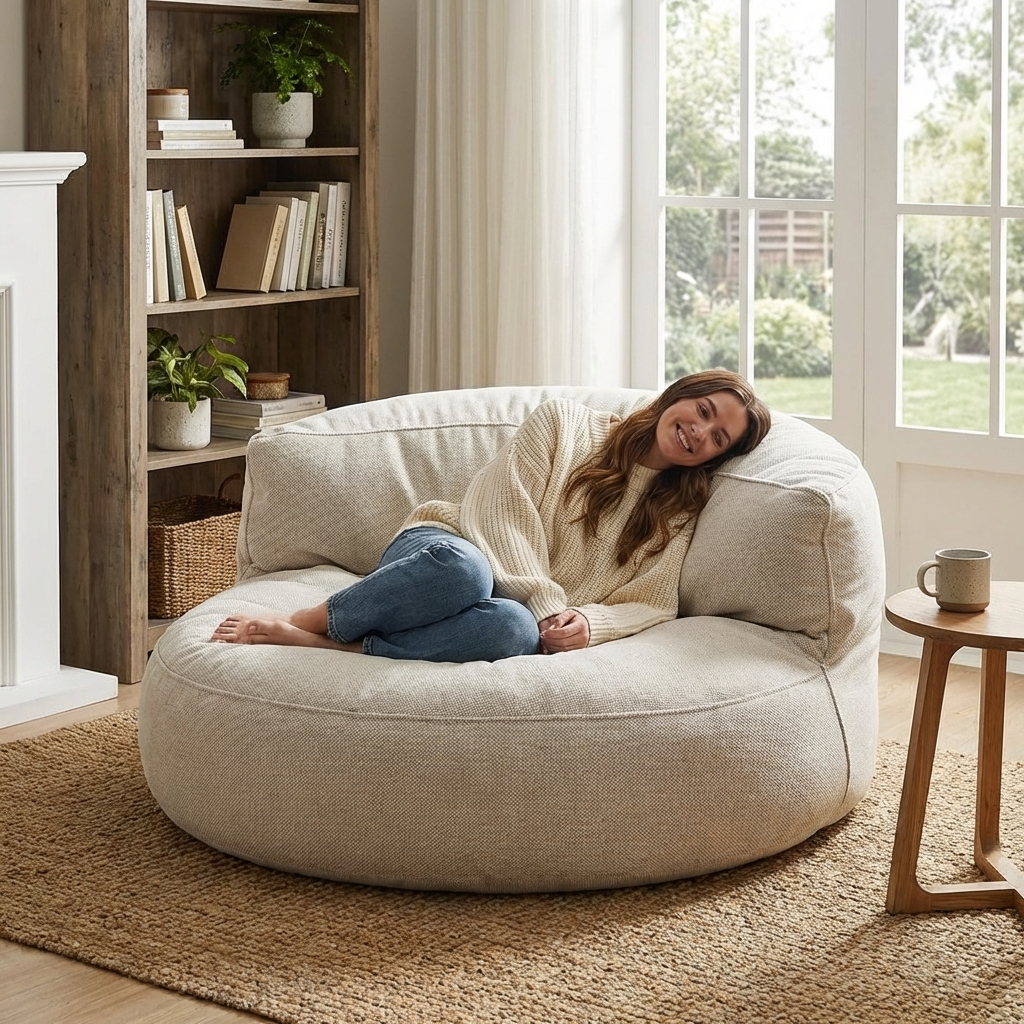 Runde Sitzsäcke aus Chenille