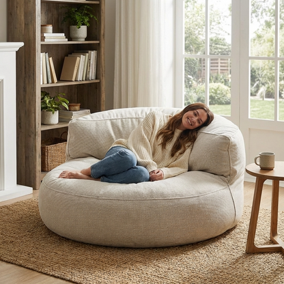 Runde Sitzsäcke aus Chenille