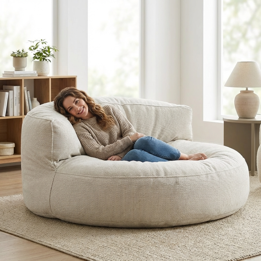 Runde Sitzsäcke aus Chenille